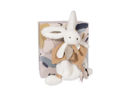 Doudou Dárková sada - Plyšový králíček s muchláčkem 25 cm béžová
