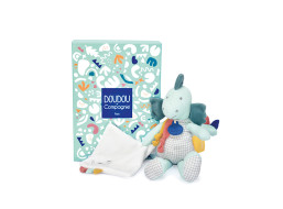 Doudou Dárková sada - Plyšový dinosaurus s dečkou 25 cm zelený