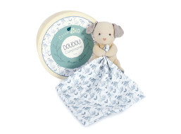 Doudou Dárková sada - Plyšový pejsek s dečkou z BIO bavlny 15 cm