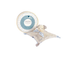 Doudou Dárková sada - Plyšový králíček s béžovou dečkou z BIO bavlny 25 cm