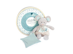 Doudou Dárková sada - Plyšová myška s dečkou z BIO bavlny 22 cm