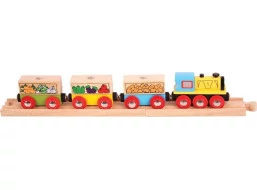 Bigjigs Rail Nákladní vlak se zeleninou + 3 koleje