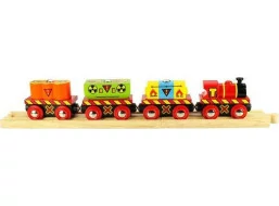 Bigjigs Rail Vláček s nebezpečným nákladem + 2 koleje