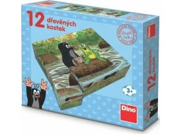 Dino Dřevěné kostky Krtek a zvířátka 12 ks