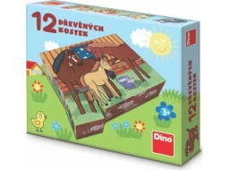 Dino Dřevěné kostky Domácí zvířátka 12 ks