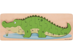 Bigjigs Toys Vkládací puzzle krokodýl s čísly