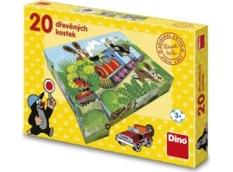 Dino Dřevěné obrázkové kostky Krtek a doprava 20 kostky