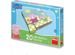 Dino Dřevěné obrázkové kostky Peppa pig Veselý den 20 kostek