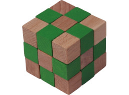 Dřevěný hlavolam kostka zelená velká