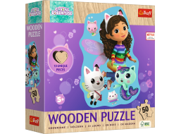 TREFL Dřevěné obrysové puzzle Gábinin kouzelný domek: Veselá Gábinka 50 dílků