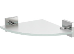 Sapho X-SQUARE skleněná police rohová, čtvrtkruhová 200x200mm, chrom/mléčné sklo XQ009-01