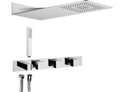 Sapho Podomítkový sprchový set s termostatickou baterií a držákem ruční sprchy, 2 výstupy, hranatá, chrom MB453-01
