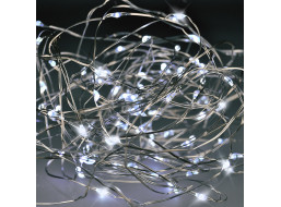 Solight vánoční řetěz stříbrný, 30x mini LED, 3m, 3 x AA, studené světlo