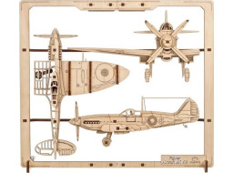 Ugears 2.5D dřevěné mechanické puzzle Stíhací letadlo