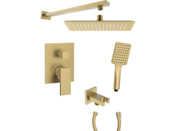 Sapho CUBEMIX podomítkový sprchový set s pákovou baterií, 2 výstupy, vyústění, zlato mat CM042GB-01