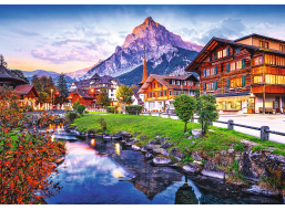 TREFL Puzzle Premium Plus Photo Odyssey: Alpské město ve Švýcarsku 1000 dílků