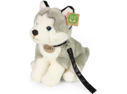 Rappa Plyšový pes husky sedící s vodítkem 28 cm ECO-FRIENDLY