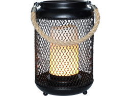 Solight kovová lucerna s LED svíčkou, teplá bílá, 3xAA, černá, 20cm