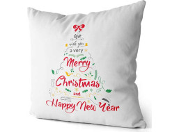 Povlak na polštář Stromeček Merry Christmas - 45x45 cm - bílý