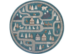 Dětský koberec Adventures 105967 Blue Grey kruh