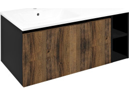 Sapho LOREA skříňka s umyvadlem 101x46x51, 5cm (80+20cm), levá, dub collingwood/černá mat LE080-1935-L-03