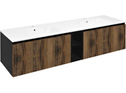 Sapho LOREA skříňka s dvojumyvadlem 161x46x51, 5cm (70+20+70cm), dub collingwood/černá mat LE070-1935-10