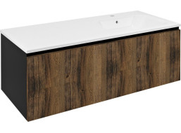 Sapho LOREA skříňka s umyvadlem 121x46x51, 5cm (30+90cm), pravá, dub collingwood/černá mat LE090-1935-R-03