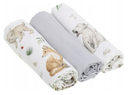 Dětské mušelínové pleny BABYMAM PREMIUM 60x75 cm - sada 3 ks - Lesní zvířátka