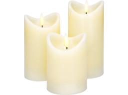 Solight sada LED svíček z přírodního vosku, 3ks, AAA