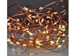 Solight vánoční řetěz měděný, 50x mini LED, 5m, 3 x AA, teplé světlo
