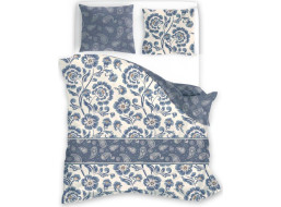 Saténové povlečení PURE SATEEN Ornamenty - modré/béžové - 220x200 cm