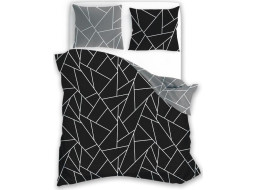 Saténové povlečení MILAGRO VERDE Fragments - černé/šedé - 220x200 cm