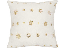 Povlak na polštář SPARKLE Vločky - imitace kožešiny - 45x45 cm - bílý/zlatý