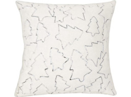 Povlak na polštář SPARKLE Stromečky - imitace kožešiny - 45x45 cm - bílý/stříbrný