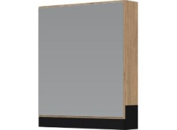 Koupelnová závěsná skříňka se zrcadlem DUESA 60 cm - dub zlatý/černá