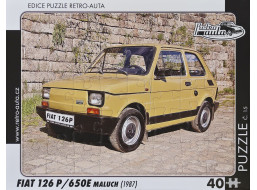 RETRO-AUTA Puzzle č.15 Fiat 126 P,650E maluch (1987) 40 dílků