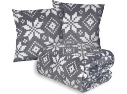 Vánoční deka 220x200 cm + 2 ks povlaků na polštář SCANDI Classic Style - šedá