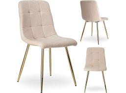 Jídelní židle DENVER TEDDY GOLD bouclé - béžová/zlatá