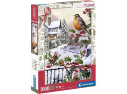 CLEMENTONI Puzzle Vánoční kolekce: Ptáček s cesmínou 1000 dílků