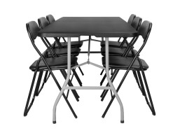 Sestava cateringového nábytku FETA BLACK (stůl 180 cm + 6 židlí BASICO) - černá