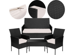 Sestava zahradního ratanového nábytku MAGNOLIA - černá/béžová