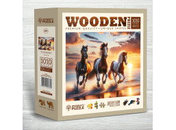 WOODEN CITY Dřevěné puzzle Divocí koně na pláži 1010 dílků