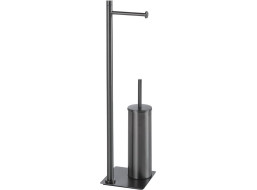 Gedy TRILLY stojan s držákem na toaletní papír a WC štětkou, hranatý, gun metal TR3281