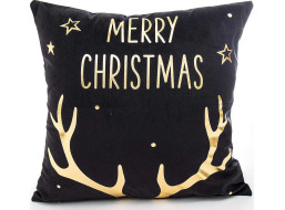 Povlak na polštář GOLD CHRISTMAS DEER 45x45 cm - černý/zlatý