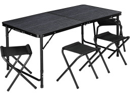 Campingová sestava TRAMP BLACK WOOD 120x60 cm - černá