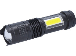 Solight LED nabíjecí kapesní svítilna se zoomem, 100lm + 70lm, Li-Ion, USB, černá