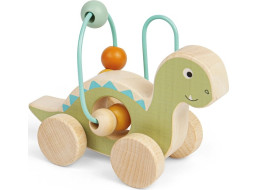 Bigjigs Toys Diplodokus na kolečkách s korálkovým labyrintem