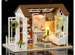 KIK DIY model - Domeček , obývací pokoj s LED osvětlením