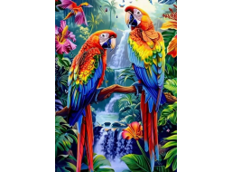 NORIMPEX Diamantové malování Papoušci u vodopádu 30x40cm