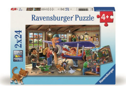 RAVENSBURGER Puzzle Staň se opravářem letadel a vlaků! 2x24 dílků